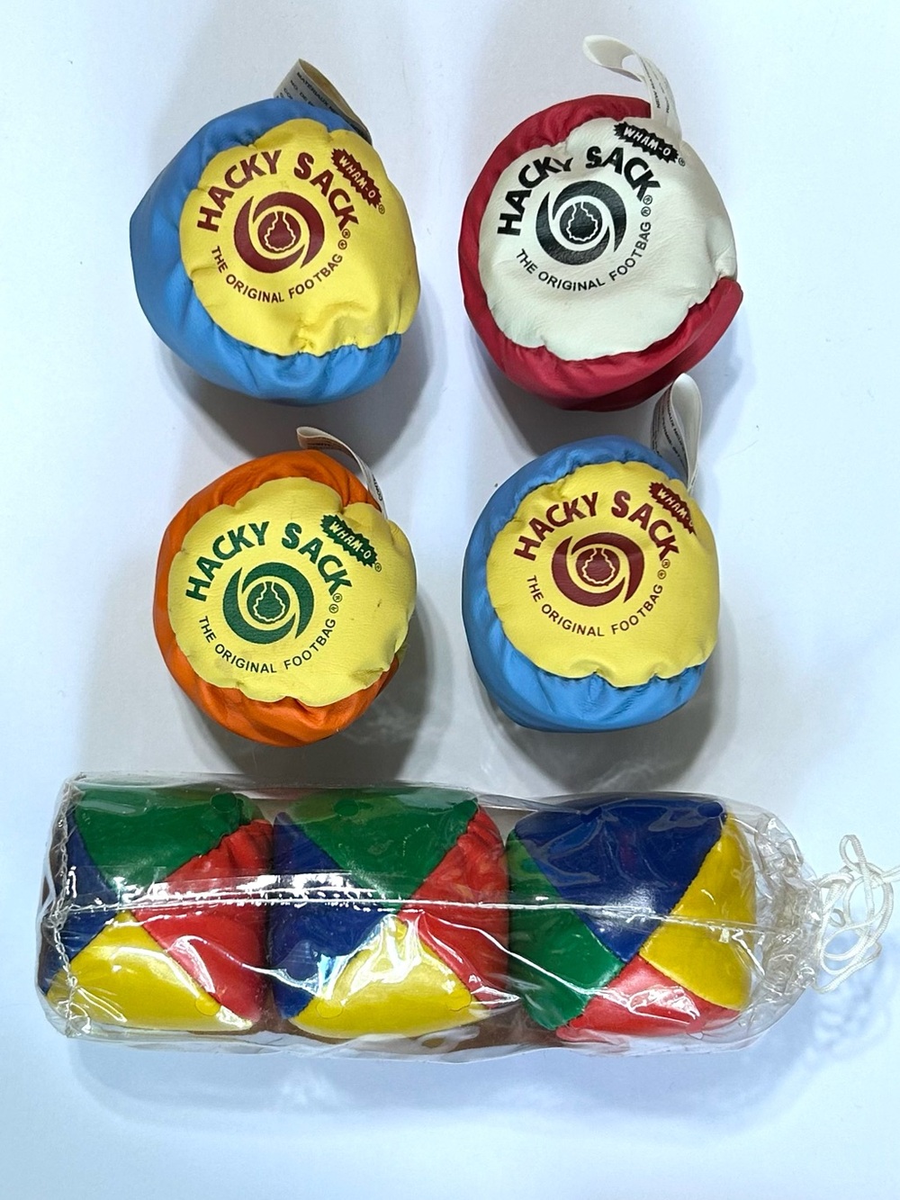 4 Classic Wham-O Hacky Sack Retro Sacks and 3 Juggling Balls